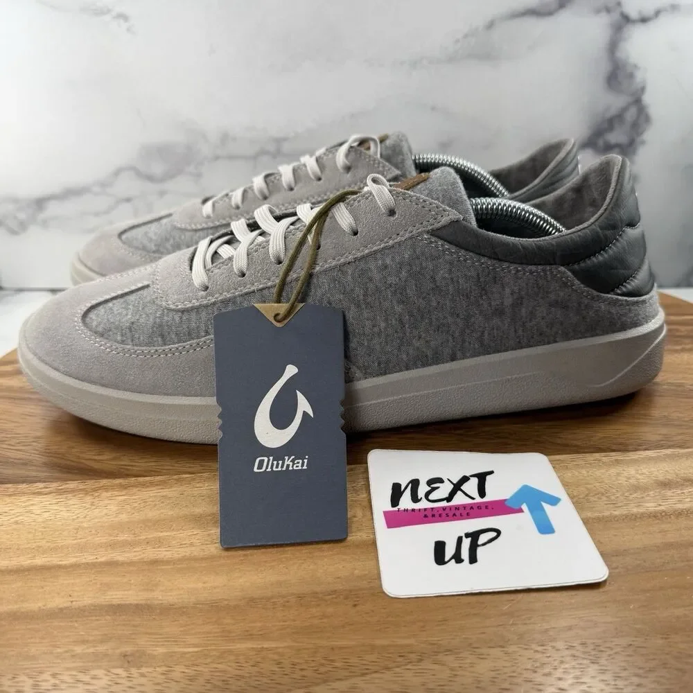 Mens size 11.5-OluKai Puliki Grey/Charcoal Lace Up Casual Sneakers Shoes